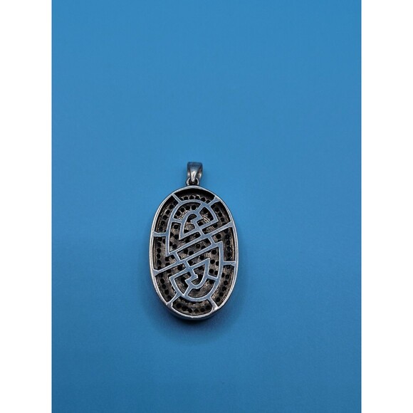 Modern Sterling Silver Oval Swirl Blue Diamond 1.40 ctw Pendant by SJ - Picture 16 of 16